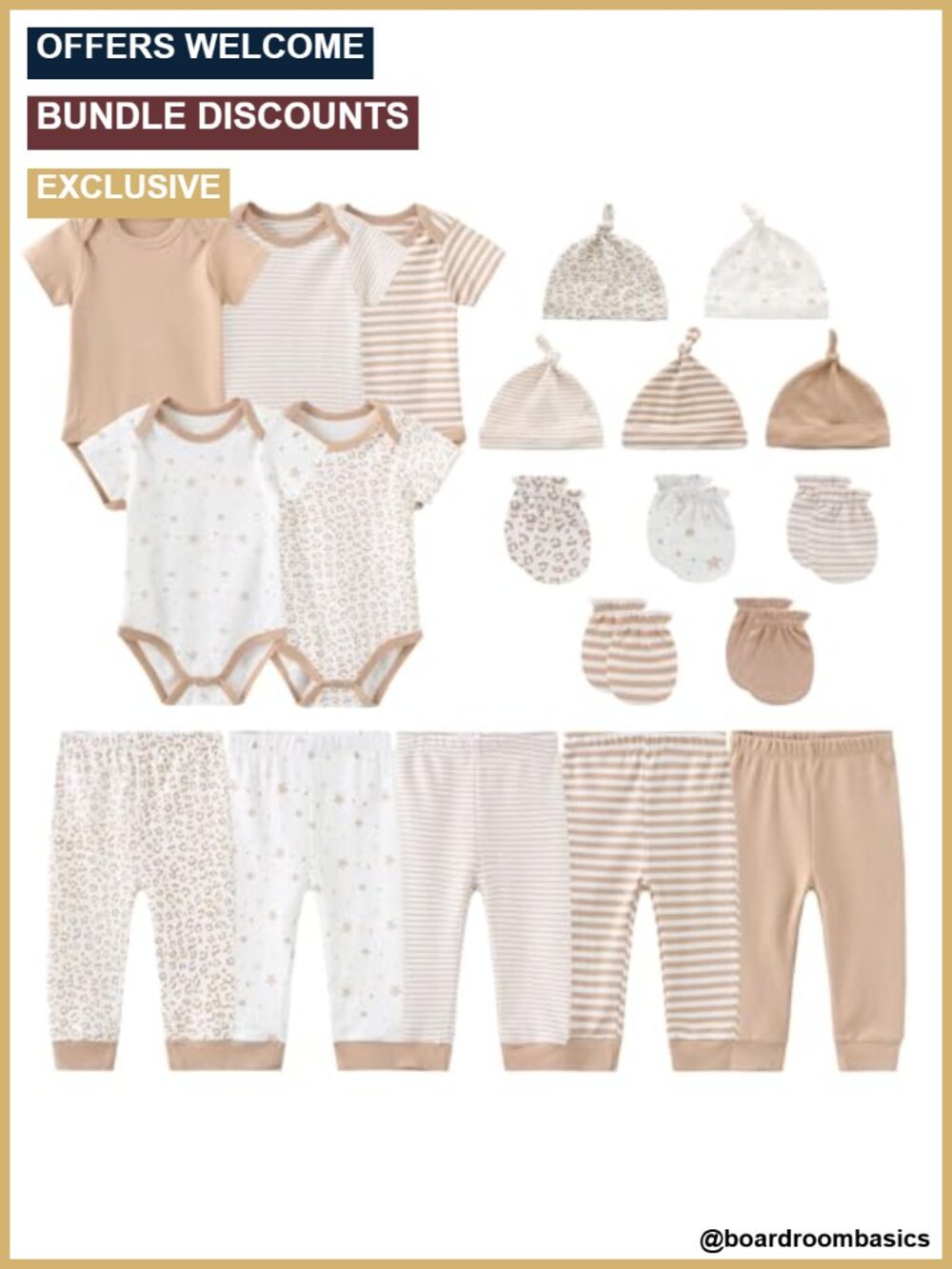 20 Pack Baby Bodysuits Sets Newborn Clothes Essentials 100% Cotton Unisex